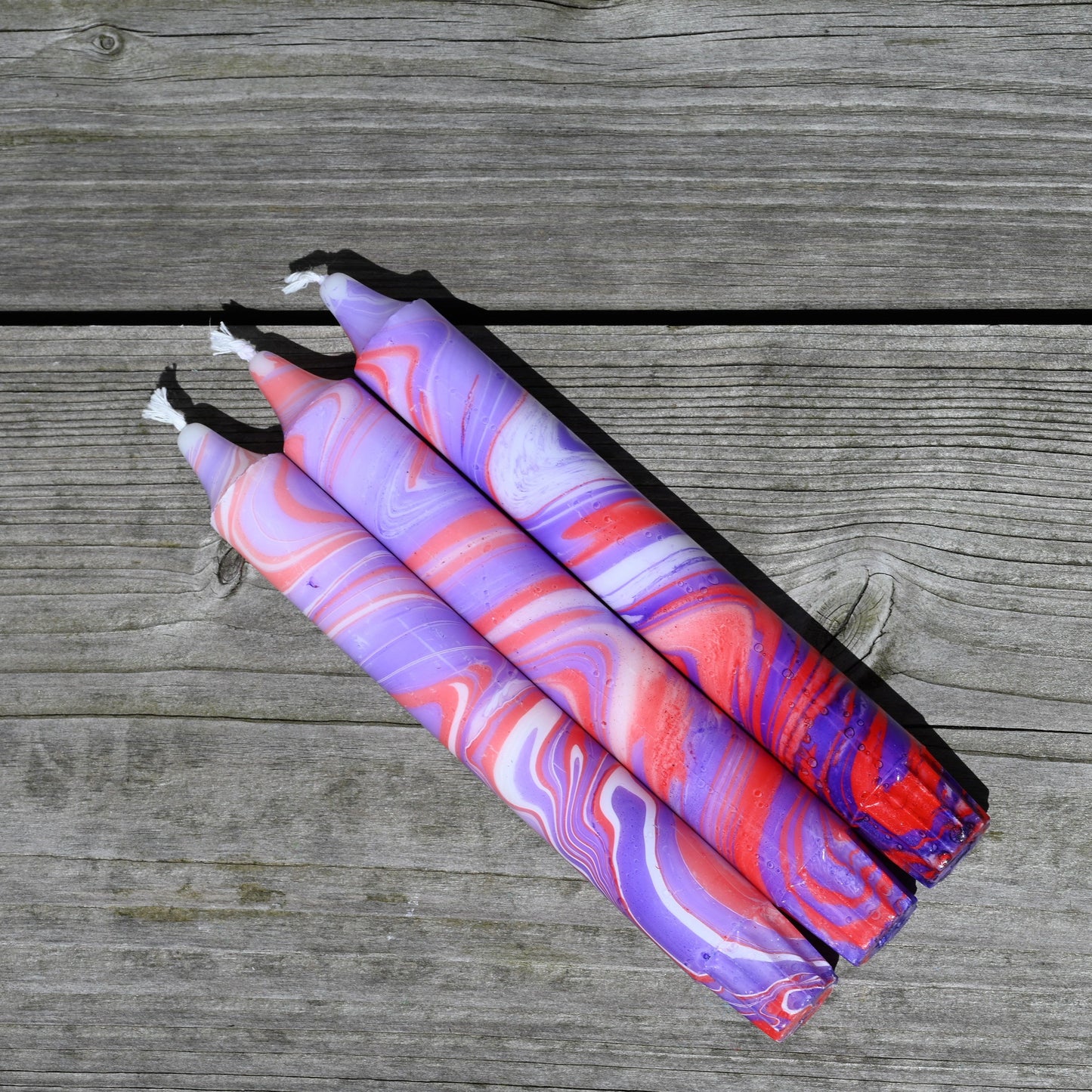Marble kaars lila - rood
